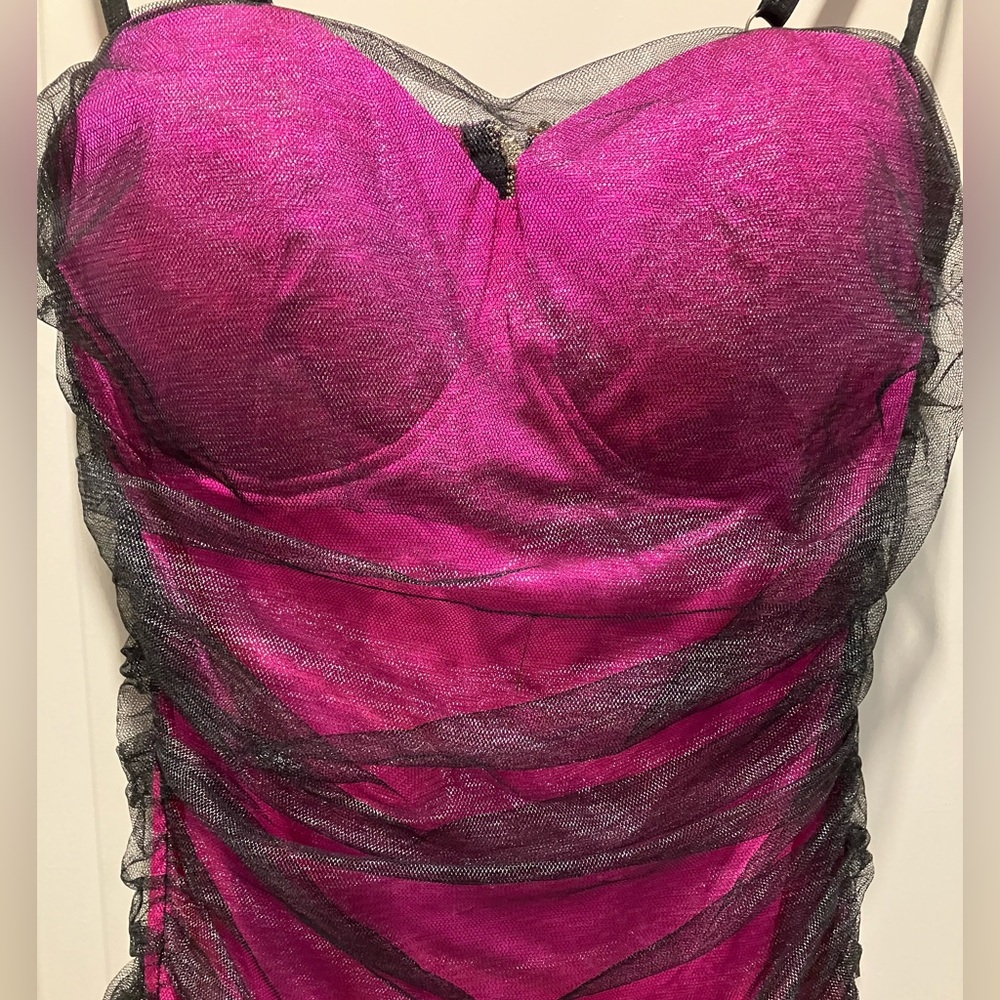 80s Style Pink and Black Tight Dress